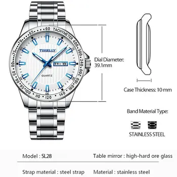 Preto Simples Quartzo Relógio Homens Impermeável Relógios de Aço Inoxidável Relógio de Luxo Homens Relógios de Pulso Luminoso Relógios Mens 2020