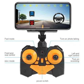 Rc sem fios de Liga de Carro de Brinquedo wi-Fi Câmera Off-road do Telefone Móvel de Vídeo em HD Preto Caminhão de Controle Remoto de Veículos de Brinquedo de Presente Para os Meninos Crianças