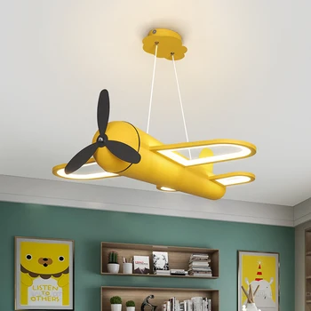 Moderno Cartoon Avião luminária LED Crianças do Bebê Quarto de Suspensão Luzes Pingente Controle Remoto Dimmable Illuminaire