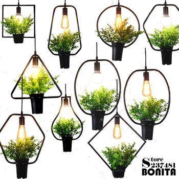 Norte da Europa lâmpadas de pingente moderno droplight de ferro Simples grama luzes de suspensão para o restaurante plantas Verdes cordão pingente de luz