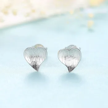 CZCITY coreano Bonito de Prata 925 Coração Boho Escovado Brincos para Mulheres Diária de usar Brincos de Prata 925 Jóias