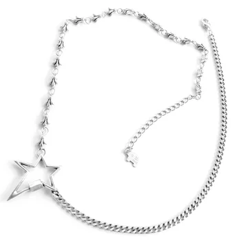 YAM18 S925 a Estrela de Prata Pura Colar de Pentagrama Pingente Estrela da Cadeia de menina clavícula cadeia de ornamento