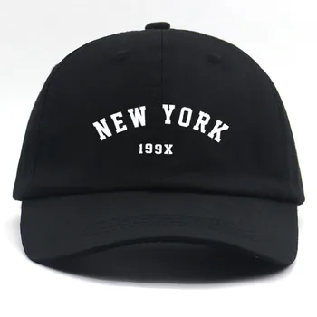 Algodão bordado de NOVA YORK boné de beisebol unissex preto puro moda pai chapéus curva chapéu de sol novos bonés snapback de alta qualidade