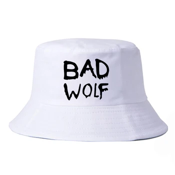 Homens Mulheres lobo mau Carta de impressão chapéu da moda Verão Balde de Chapéus Unisex exterior Caça pesca Pescador Bob pac