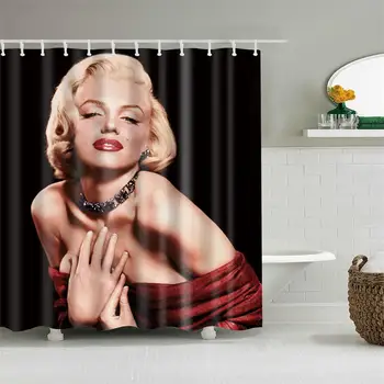 Dafield Cortina de Chuveiro Mulheres Garota Senhora de Impressão Mulher casa-de-Banho de Banheira, Impermeável 3D Com Ganchos Poliéster
