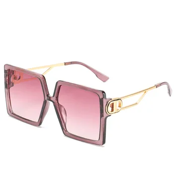 Moda Óculos de sol Designer da Marca de Luxo Praça Óculos de sol das Mulheres do Vintage de grandes dimensões 2021 tendência Feminina de Óculos de Sol Sombras Para Mulheres