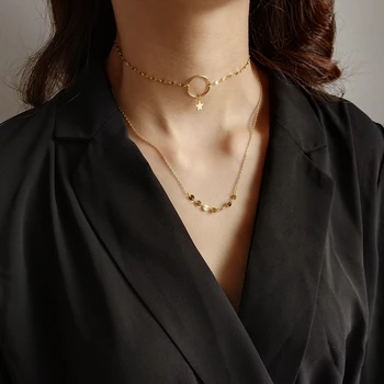 LouLeur de prata 925 estrela gargantilha de ouro moda clavicular cadeia requintado colar para mulheres aniversário de jóias