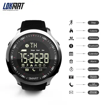 LOKMAT Inteligente Assista Sport Impermeável pedômetros Mensagem de Lembrete Bluetooth piscina Exterior e de homens smartwatch para ios, Android telefone
