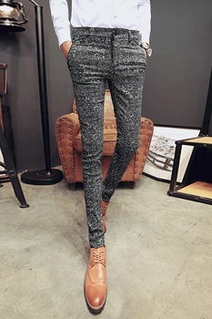 O novo 2020 calças masculinas de verão Slim coreano casual calças estilista de cabelo trecho calças pés fino de lápis, calças