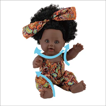 10 peças atacado preto renascer boneca de cabelos afro 30cm 12inch renascer boneca. pop bonecas bebê recém-nascido completo do bebê de silicone garota brinquedos