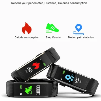 Banda Inteligente De Medição Da Pressão Arterial Pedômetro De Fitness Tracker Relógio Inteligente Pulseira Mulheres Homens À Prova D'Água Para Android Ios