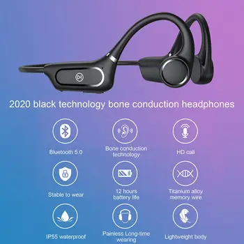 Osso De Condução De Fone De Ouvido Bluetooth 5.0 Fones De Ouvido Sem Fio Auscultadores De Cancelamento De Ruído Fones De Ouvido Hi-Fi De Esportes Ao Ar Livre Impermeável