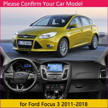 Para Ford Focus 3 2011 2012 2013 2016 2017 2018 Mk3 Esteira antiderrapante Tampa do Painel de controle Pad-Sol Dashmat Acessórios do Carro