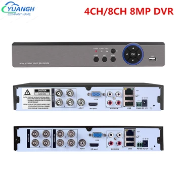 DVR de 4 k de 8MP Gravador de Vídeo 4CH 8CH Xmeye APP ONVIF caixa de Metal 8Megapixel 5 EM 1 Gravador de Câmera do Suporte RS485