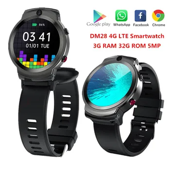 DM28 Smart Watch Homens 4G LTE Cartão SIM Smartwatch Android 7.1 OS 8MP Câmera 1280 MAh GPS de Fitness Rodada 1.6