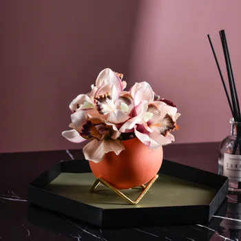 Nordic Esfera De Ferro De Cerâmica Pequeno Vaso De Flores De Área De Trabalho Suporte De Vaso Decorações Ornamentos Artificiais De Plantas Floral Flor De Inserção