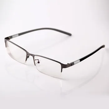 HEJIE Homens Metal Fotossensíveis Óculos de grau Meio Aro Anti-risco Revestimento de Lente de Dioptria+0.25+0.75+1.0+1.25+1.5+1.75 a +4,0 Y442