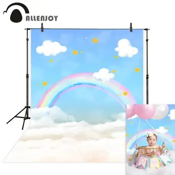 Allenjoy fotografia de paisagens arco-íris, Nuvens, céu azul de estrelas filhos do chuveiro do bebê recém-nascido de aniversário do estúdio de fotografia Fundos