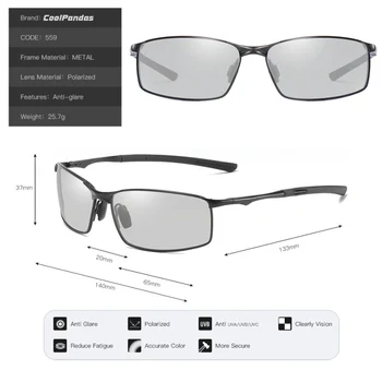 2020 Marca Fotossensíveis Homens Óculos de sol Polarizados do Camaleão Óculos de Sol para o Dia de Visão Noturna UV400 Condução de Esportes Óculos de oculos