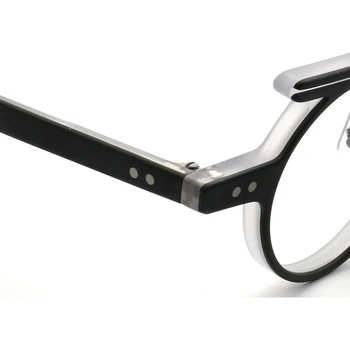 Mão Feita Mulheres Rodada de Armações de Óculos Homens Vintage Televisão Retro Nerd Rx de Óculos de Armação leve Dupla Ponte de Moda de Óculos de Quadros