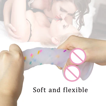 Geléia De Medicina De Silicone Colorido Enorme Vibrador Soft Consolador Anal Ventosa Pênis Recepção Strapon Os Brinquedos Sexuais Juguetes Eroticos