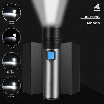 Built-in Bateria de Lanterna LED USB Rechargeabl Portátil Zoom Tocha Lanterna T6 DIODO emissor de luz Tocha Lanterna à prova d'água Para o acampamento