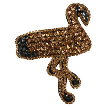 2pc Patch Bordado Flamingo Pássaro Raposas Águia Patches DIY Diamante Strass Cristal Frisado adornos para Roupas Emblema