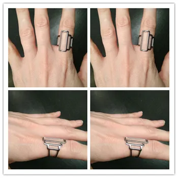 BORASI as Mulheres a Abrir Anéis de Aço Inoxidável Único Hollow Desenho Geométrico Cocktail Ring Finger Cor de Ouro Jóias de Moda 2017