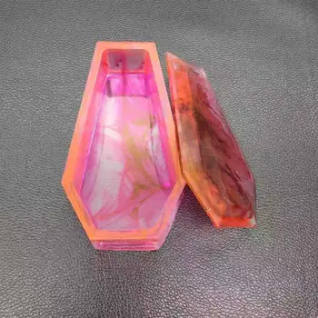 Resina Cristal Epóxi Molde Caixão do Trinket da Caixa do Silicone do Molde de Halloween Gótico Recipiente DIY Artesanato fabricação de Ferramentas
