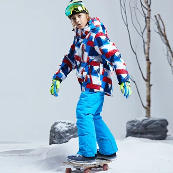 Crianças Térmica Terno de Esqui Impermeável, Calça+Jaqueta de Menino Menina de Esportes de Inverno, à prova de Vento com qualidade Garoto de Esqui e snowboard 2pcs Ternos