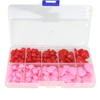 130pcs 8/9/11/15/16mm cor-de-Rosa e Vermelho de Segurança Plástica do Nariz D-forma de Artesanato Nariz de Boneca Fantoche Fazer DIY Boneca brinquedos Acessórios