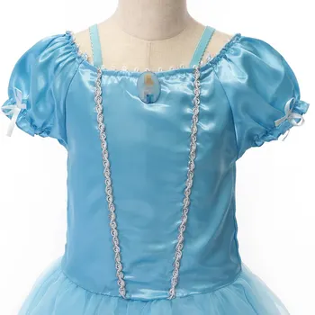 2020 Meninas Princesa Cinderela a Vestir Meninas do Bebê Azul Longos Vestidos de baile Crianças Cinderela Role-play Traje de Crianças Vestido de Festa Coágulo