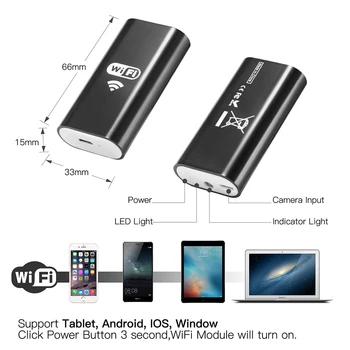 Wi-FI Endoscópio de LED da Câmara de 8MM 2/5M à prova d'água Soft Cabo de Câmera de Inspeção USB Endoscópio Boroscópio IOS Endoscópio Para Iphone