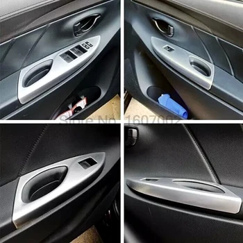 Para a Toyota Vios Yaris Sedan 2013 LHD Chrome Interior do Carro Braço Porta de Cobertura do Tirante da Janela Botão Guarnição Decorativa Accessorie