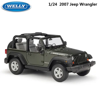 WELLY Carro Modelo 1:24 Escala De 2007 Jeep Wrangler Fundido Simulador de Carro de Liga de Fora-de-Estrada Metal ClassicToy de Carro Para Criança de Presente Coleção