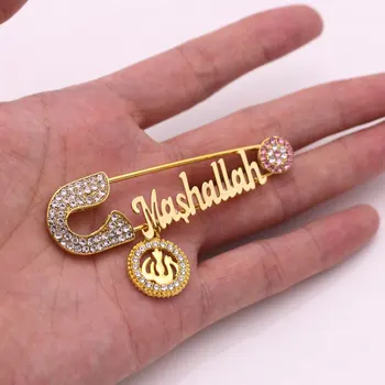 Muçulmano islã Mashallah Deus turco olho mau Pinos de Aço Inoxidável broche Pin Bebê