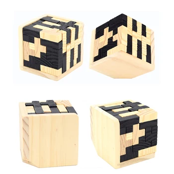 1set 3D em Madeira de Quebra-cabeça Cubo Mágico Crianças de Intertravamento Jogo do Cubo Montessori brinca Aprendizagem Precoce de Brinquedos Educativos