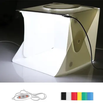 LED destaque Dobrável Portátil Led Mini Studio Macio LightBox Fotografia de Luz Pequenos e Simples Foto Impermeável Adereços
