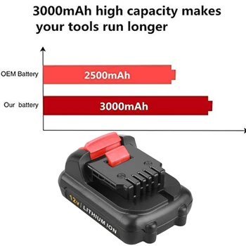 2pcs 12V 3000mAh Bateria de Lítio Compatível com Todos os DeWalt Bateria 12V Ferramentas DCB120 DCB123 DCB127