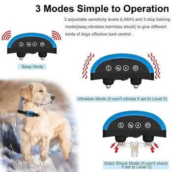Elétrico Automático Coleiras De Choque Vibração Anti Latido Colar Do Treinamento Do Cão Reflexiva Impermeável E Recarregável Para O Treinamento Animal De Estimação