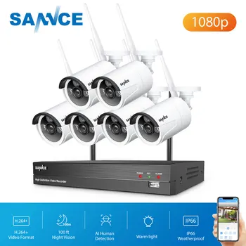 1080P 8CH NVR sem Fio do CCTV Sistema de Segurança em Casa 6pcs de 2MP Inteligente IV IP Câmera Impermeável Exterior de Vigilância de Vídeo Kits de Conjunto