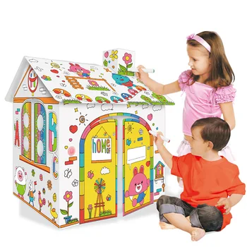DIY de Papelão Colorir Ofícios Criativos Jogar Projeto de Casa para Montar E Pintar Brinquedos Educativos Para Crianças de Presente de Natal Para Crianças
