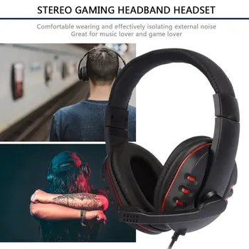 3.5 mm Jack Cabeça com Fios de Fone de ouvido com Cancelamento de Ruído do Fone de ouvido Estéreo com Microfone 2M Cabo para PS3 / PS4 PC Gaming Headset