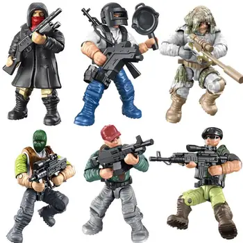 6pcs/set mini soldados figuras Militares de Soldados de Forças Especiais Tijolos SWAT Bonecas tijolos de Armas de Armas do Exército Bloco de Construção