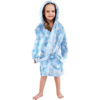 Criança Camisola Infantil Meninos de Meninas, Moda de Inverno, Mantenha Quente com Capuz de Grosso Quente Roupão de Flanela Noite veste de um Pijama 5-6 Roupas