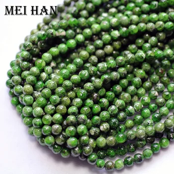 Meihan atacado (1 vertentes/set), verde natural chrome diopside 5.5-6mm redonda e lisa de pedra solta para fazer jóias de design