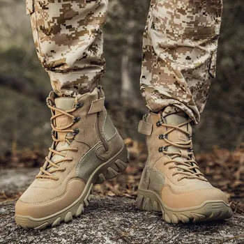 Nova Militar Tático Homens Botas Força Especial de Couro Botas de Deserto de Combate a Ankle Boot de Homens do Exército Sapatos de motos Botas Tamanho 47