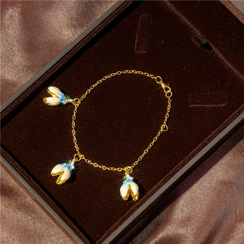 Moda de ouro popular pulseira azul e branco flores femininas presente do dia dos Namorados jóias requintadas atacado