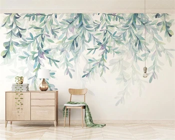 Beibehang Personalizar novos frescos pintados em aquarela folhas verdes Nórdicos minimalista PLANO de fundo, papel de parede, papel de parede