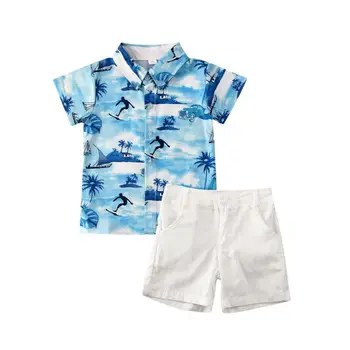 2020 Criança Menino Roupas de Crianças Azul Bebê Impressão de Surf de T-shirt Tops+Shorts Calças de Verão, Praia menino de treino para crianças, Roupas 1-6Y
